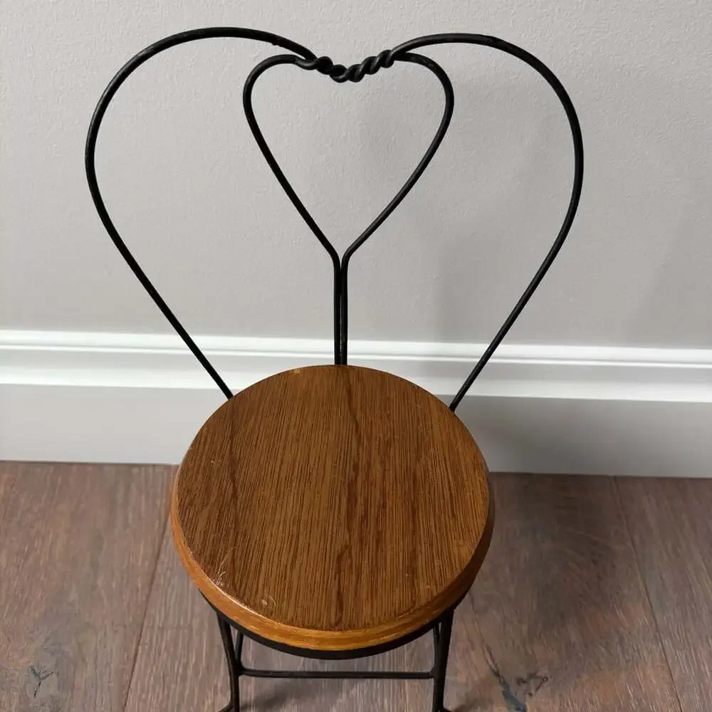 Vintage Doll Ice Cream Parlor Table & Chairs Set Heart Back